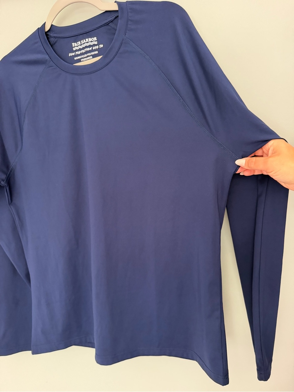 Fair Harbor Anchor Sun Protection 50 Navy Blue Swim Rash Guard Long Sleeve Shirt - Picture 7 of 17